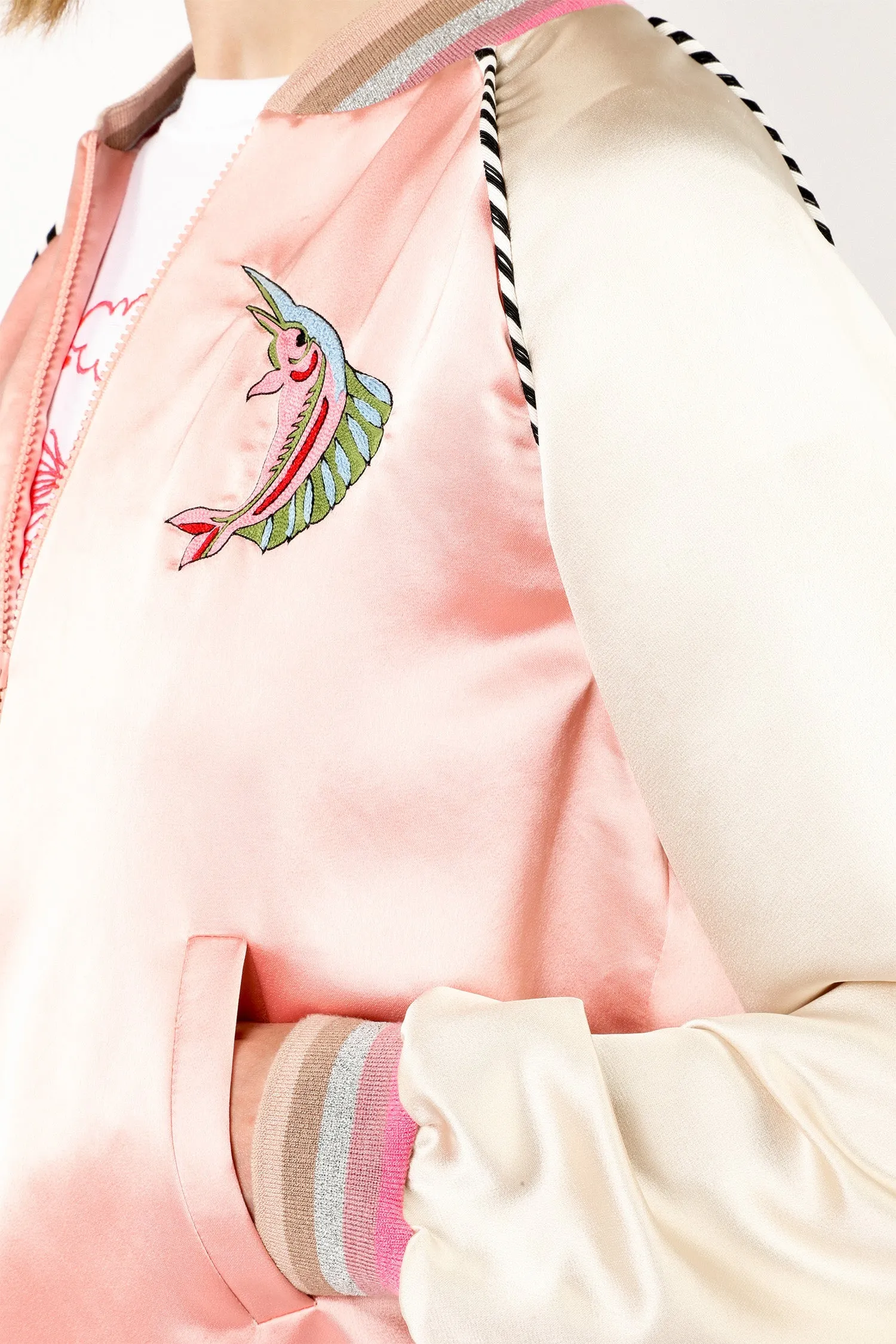 Satin Embroidered Souvenir Jacket Annasui