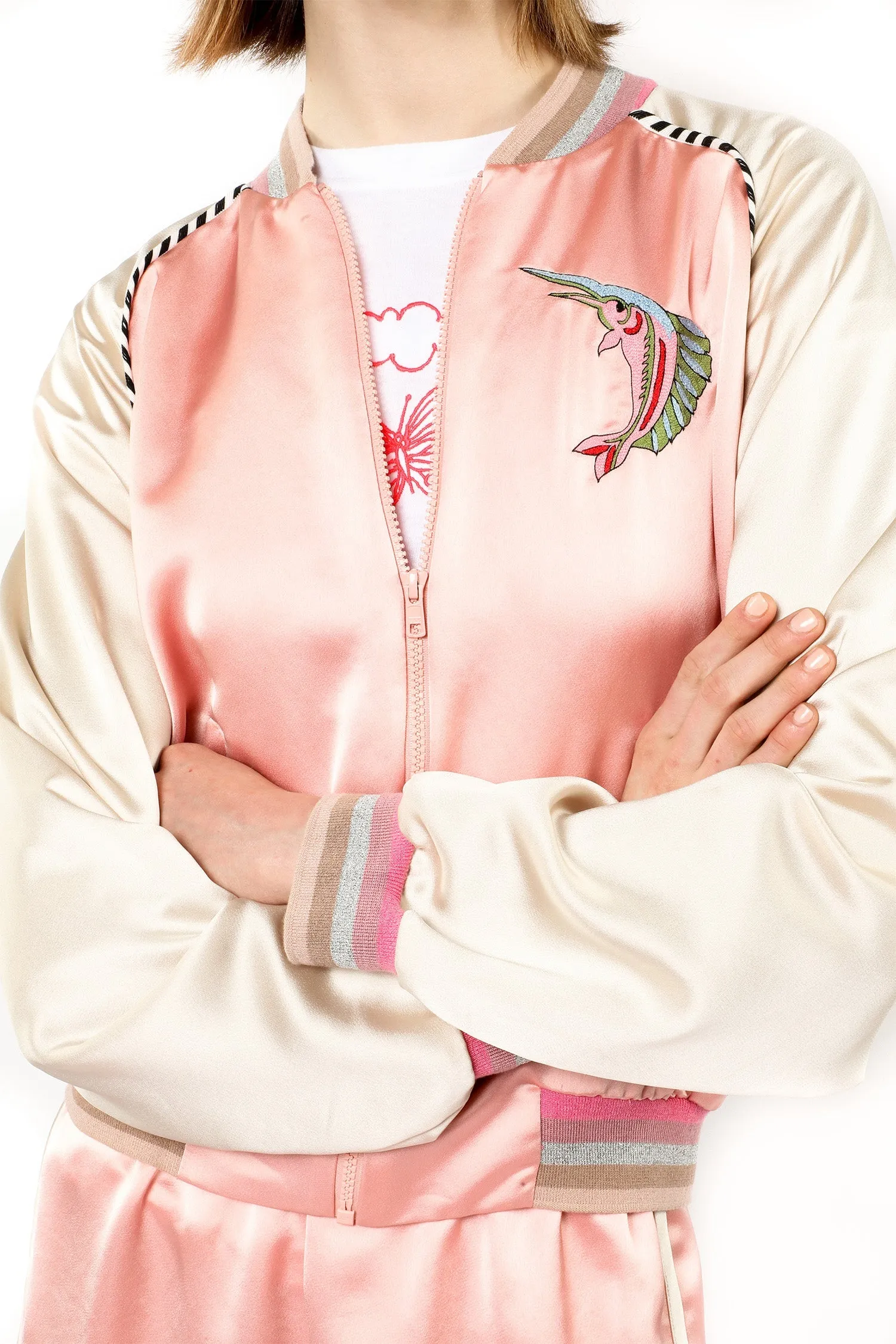 Satin Embroidered Souvenir Jacket Annasui
