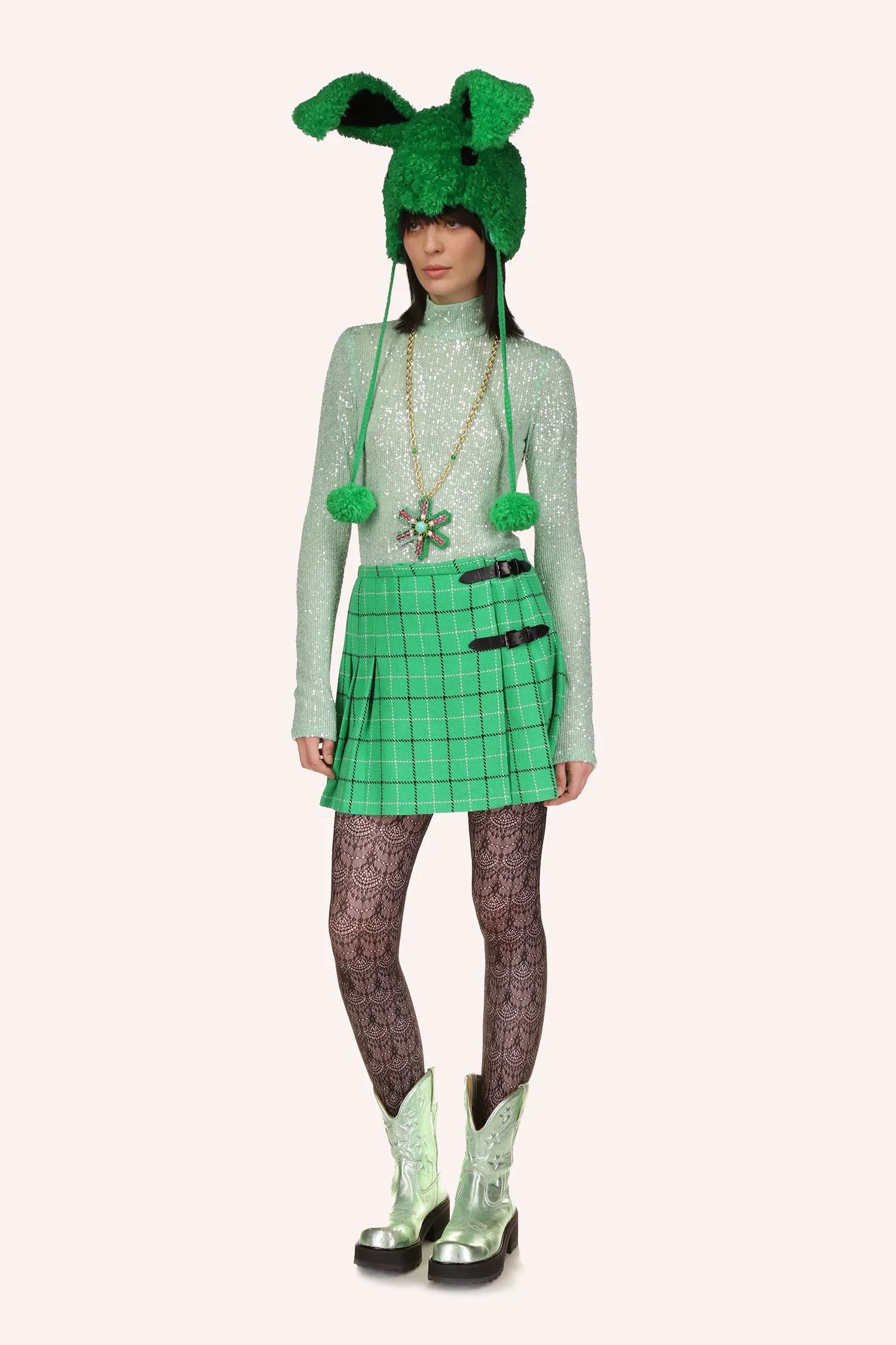 Sequin Mesh Turtleneck Annasui