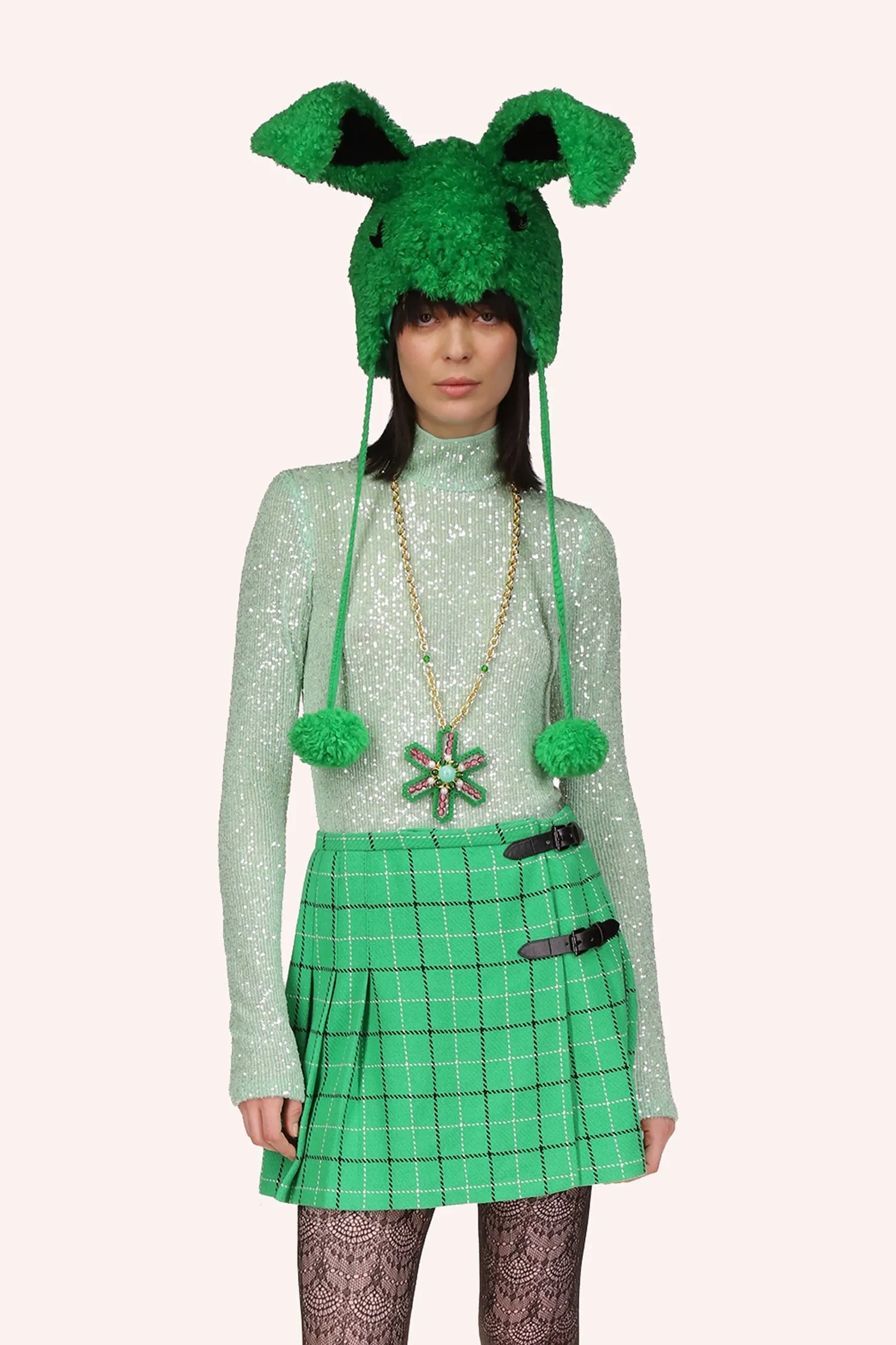 Sequin Mesh Turtleneck Annasui