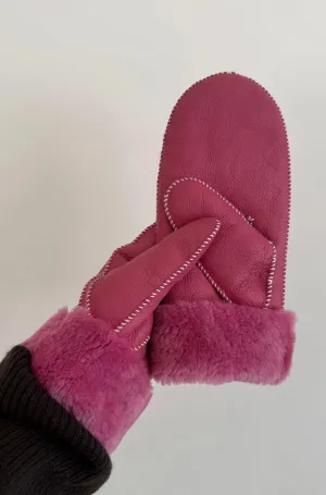 Shearling Mittens (Pink)
