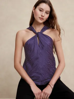 Silky Twist-Front Halter Blouse Banana Republic
