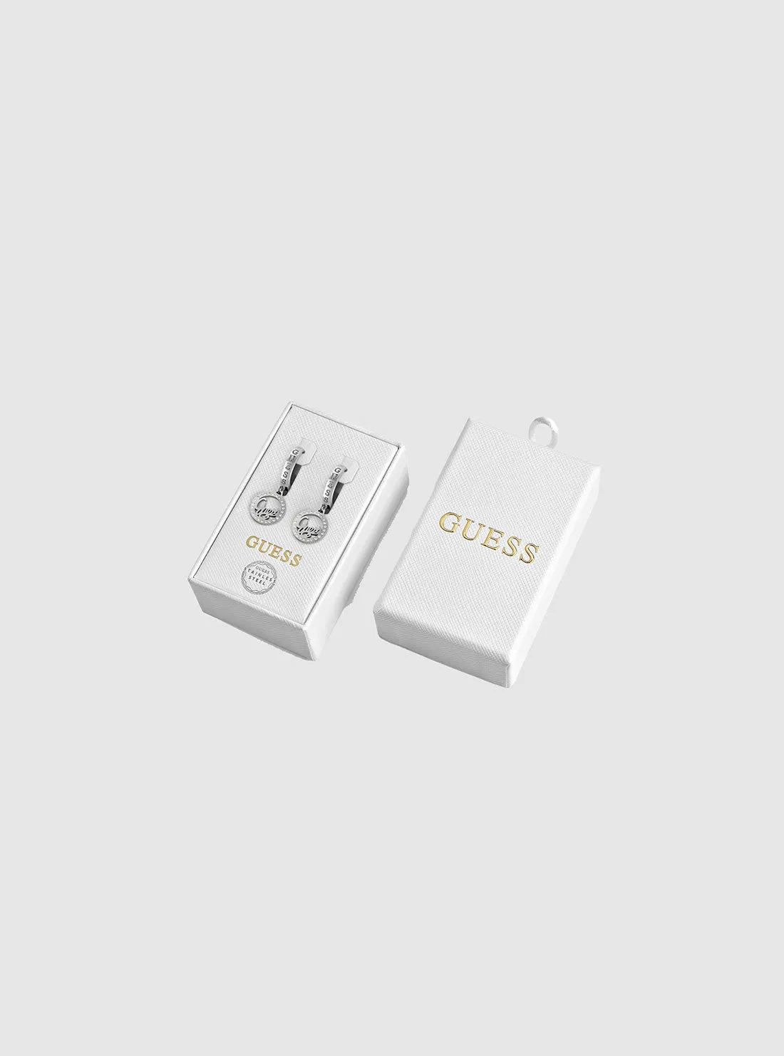 Silver Circle Crystal Earrings Guess
