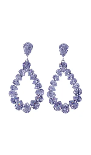 SILVER DIAMANTE TEARDROP EARRINGS Gloria Lanvin