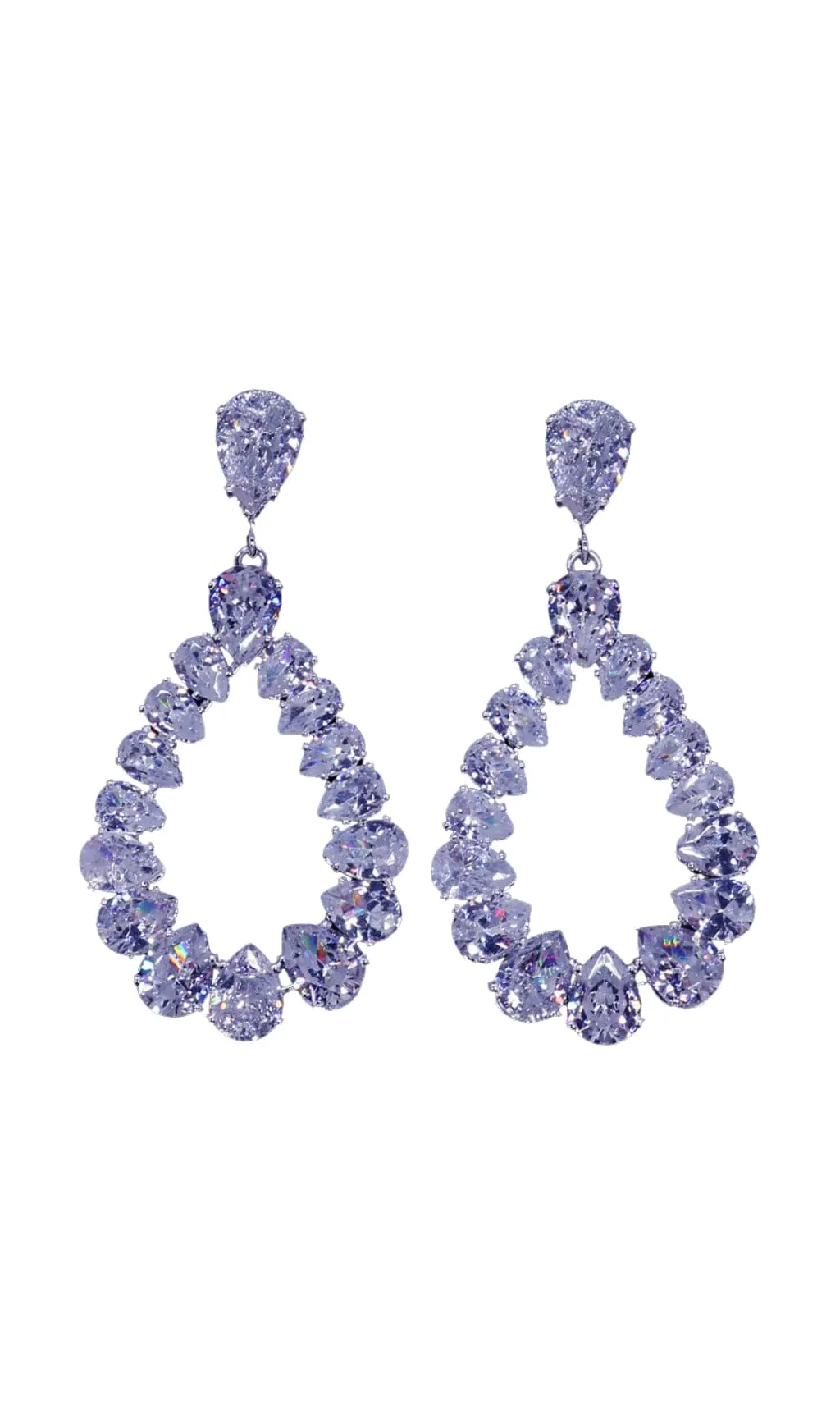 SILVER DIAMANTE TEARDROP EARRINGS Gloria Lanvin