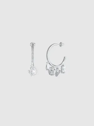 Silver Flowers Charms Hoop Earrings Guess