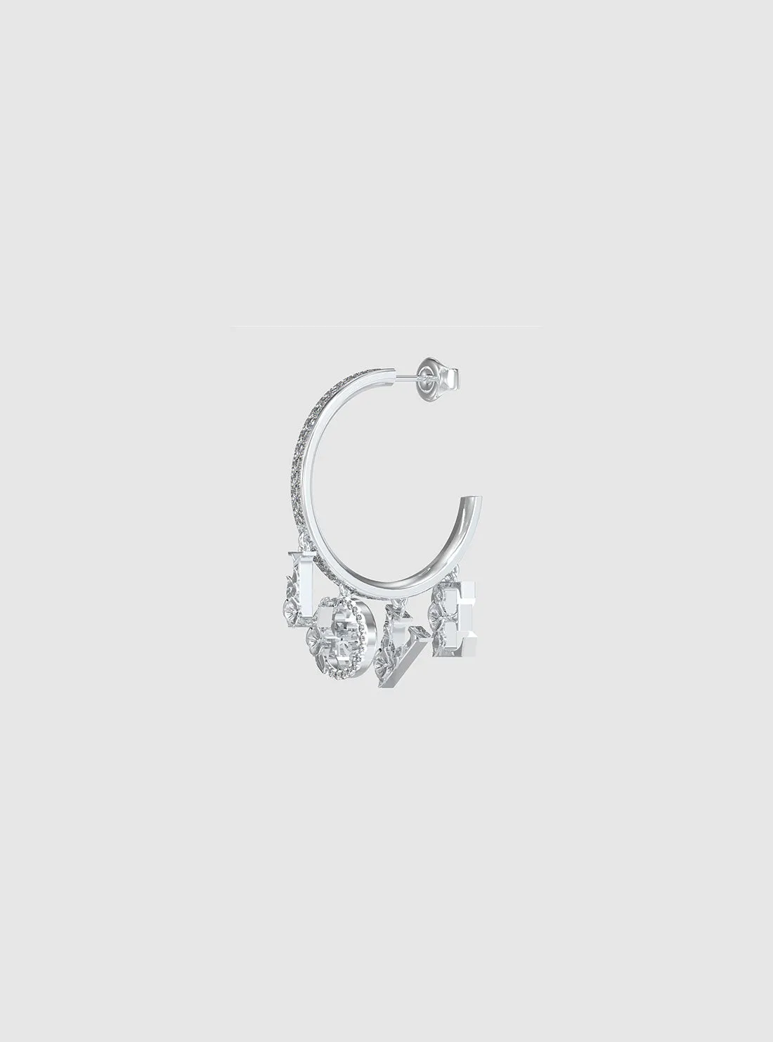 Silver Flowers Charms Hoop Earrings Guess