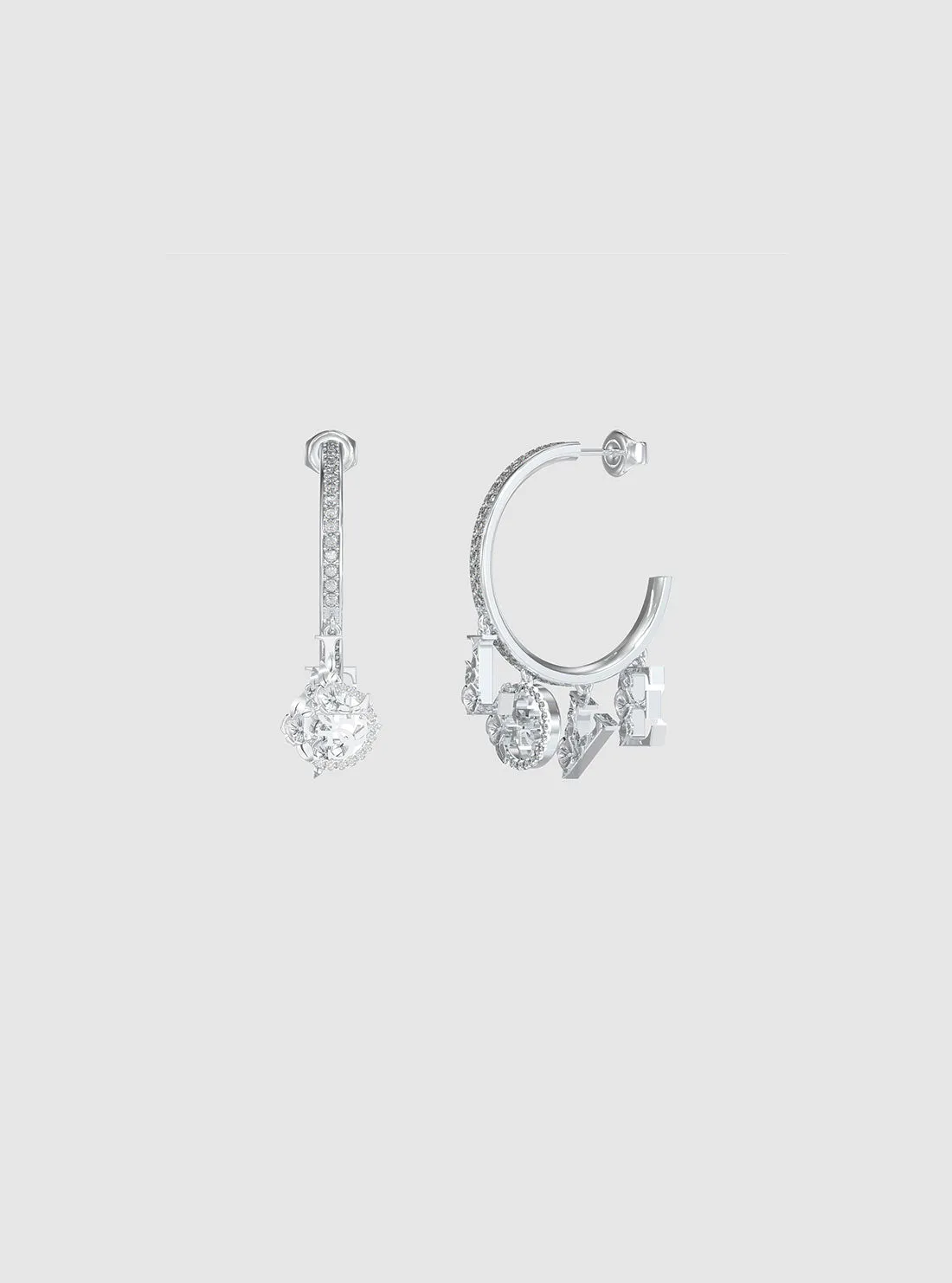 Silver Flowers Charms Hoop Earrings Guess
