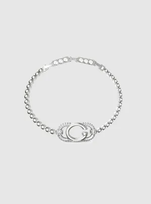 Silver G Logo Crystals Tennis Bracelet Guess