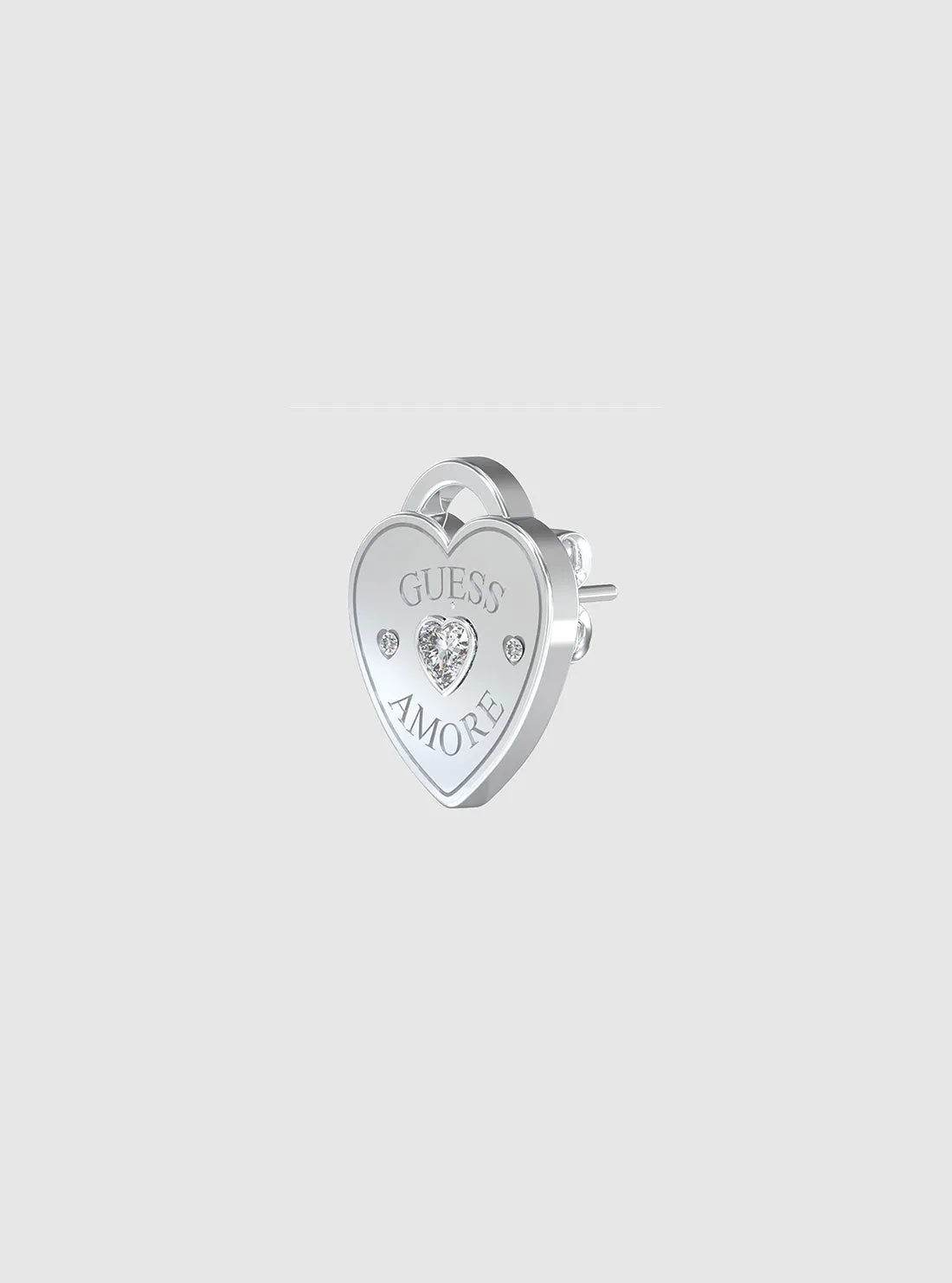 Silver Logo Heart Stud Earrings Guess