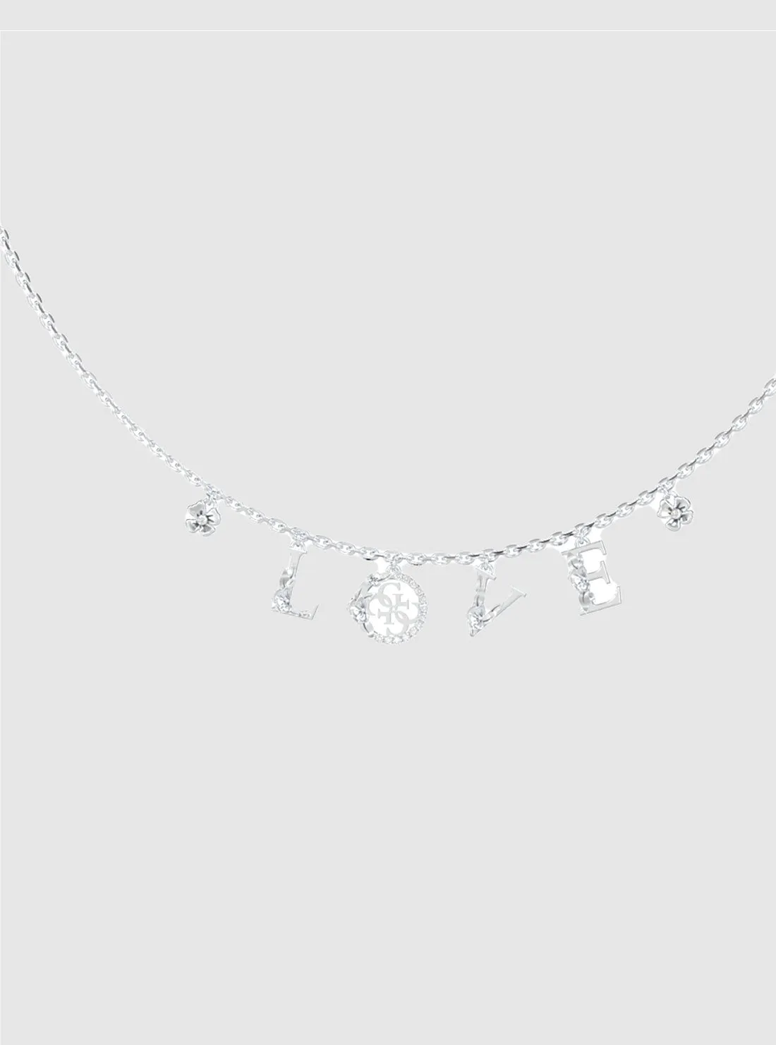 Silver Love Flowers Necklace Guess