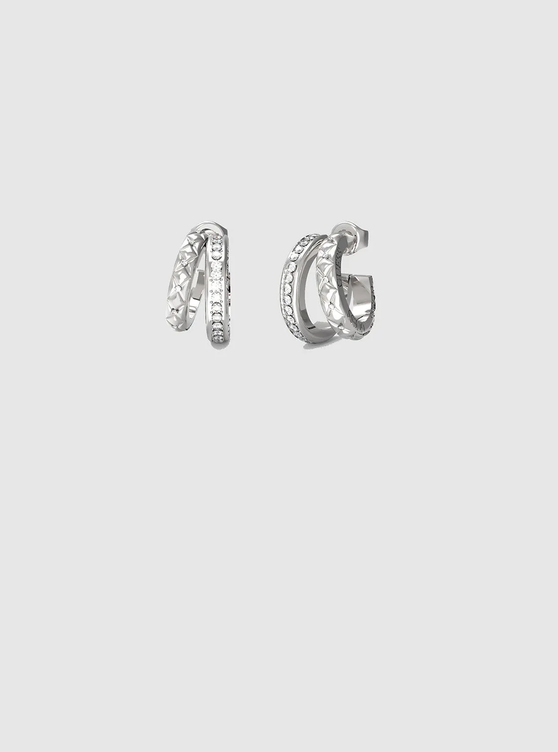 Silver Pave Double Hoop Earrings Guess