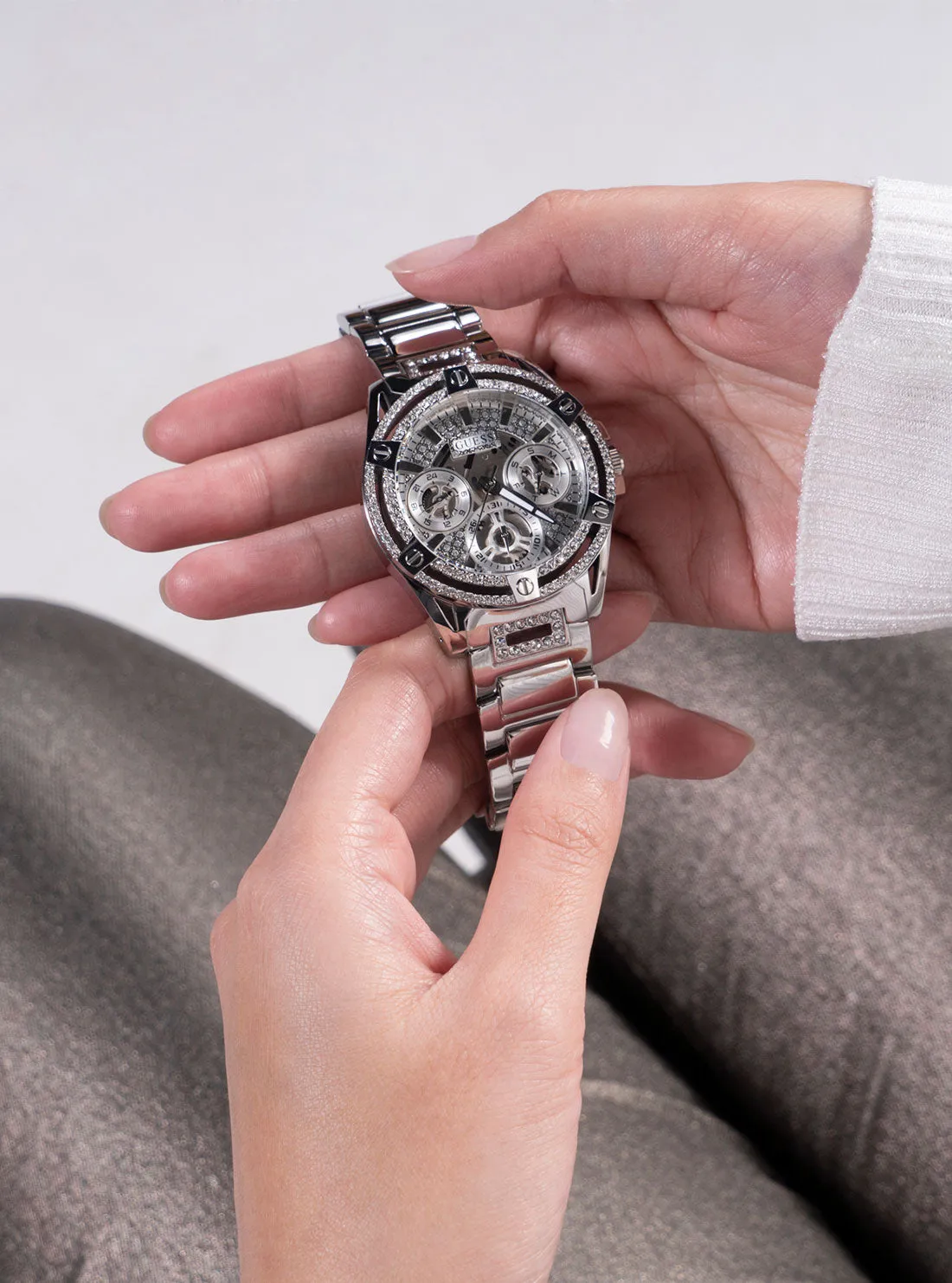 Silver Queen Crystal Watch Guess