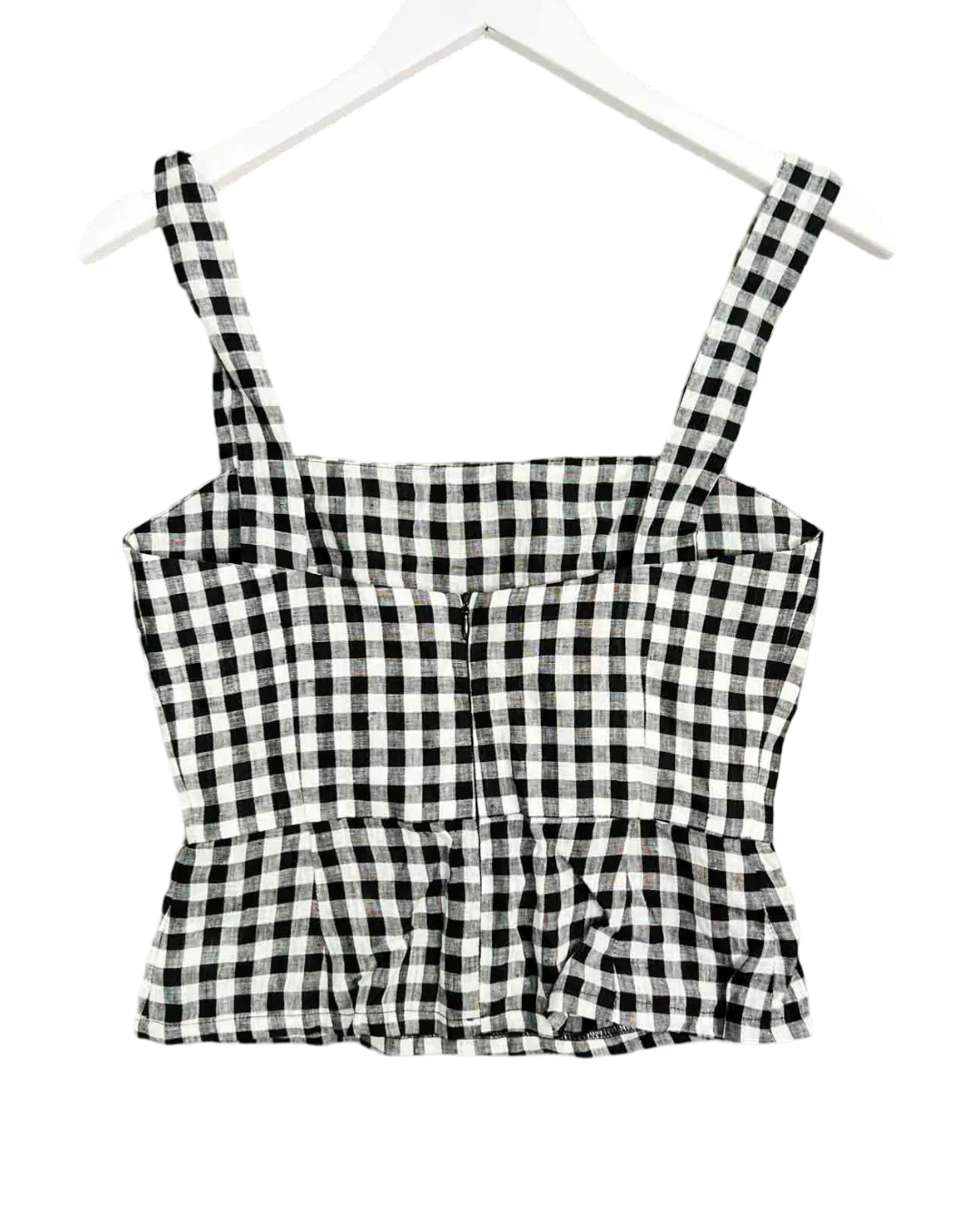 Size XS | Jillian Boustred Black and White Gingham Linen Top