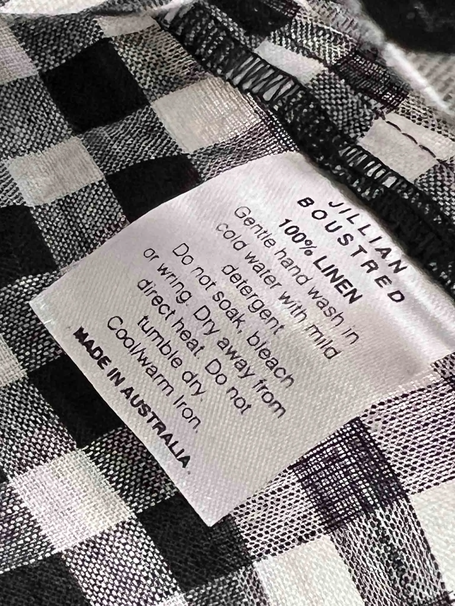 Size XS | Jillian Boustred Black and White Gingham Linen Top