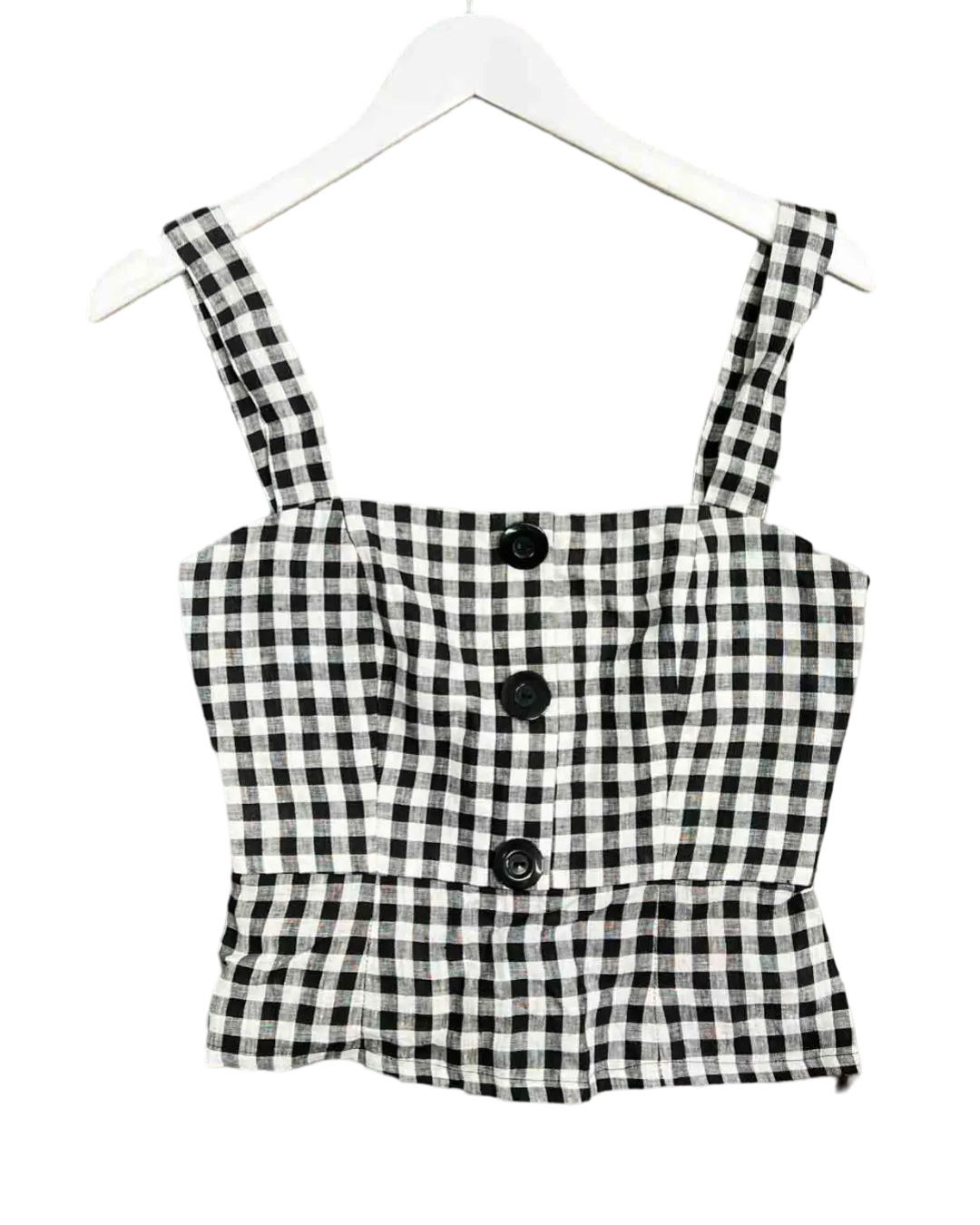 Size XS | Jillian Boustred Black and White Gingham Linen Top