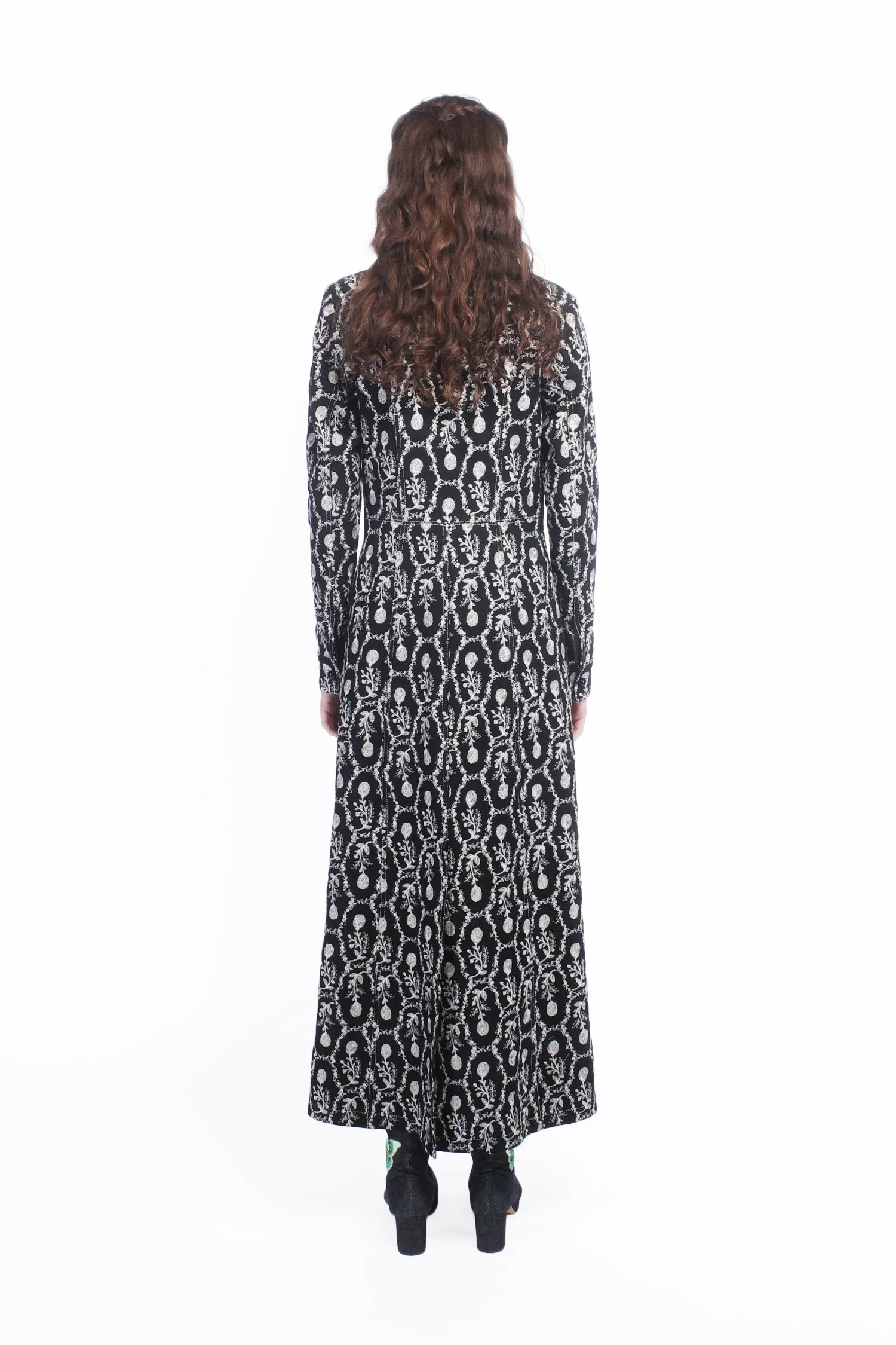 Sleeping Beauty Embroidered Faux Suede Long Coat Annasui