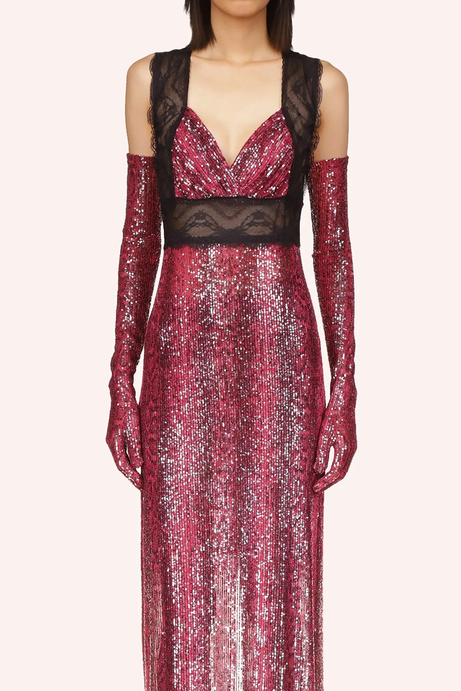 Snakeskin Sequin & Lace Dress Annasui