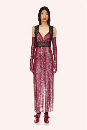 Snakeskin Sequin & Lace Dress Annasui