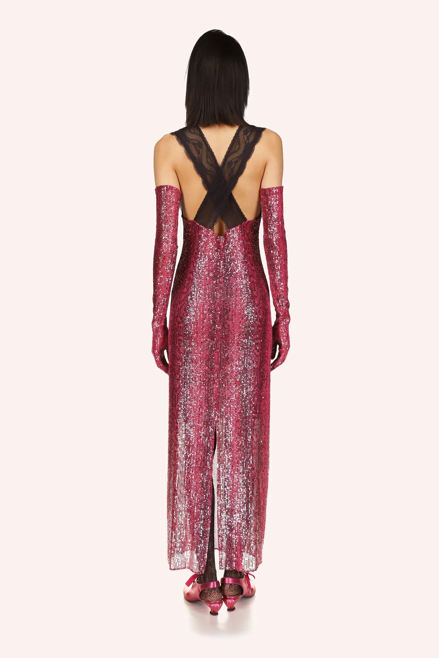 Snakeskin Sequin & Lace Dress Annasui