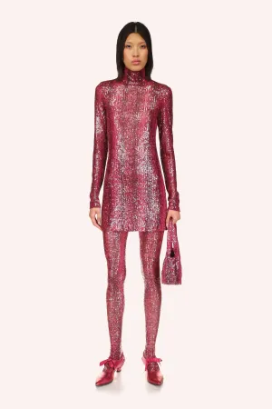 Snakeskin Sequin Turtleneck Dress Annasui