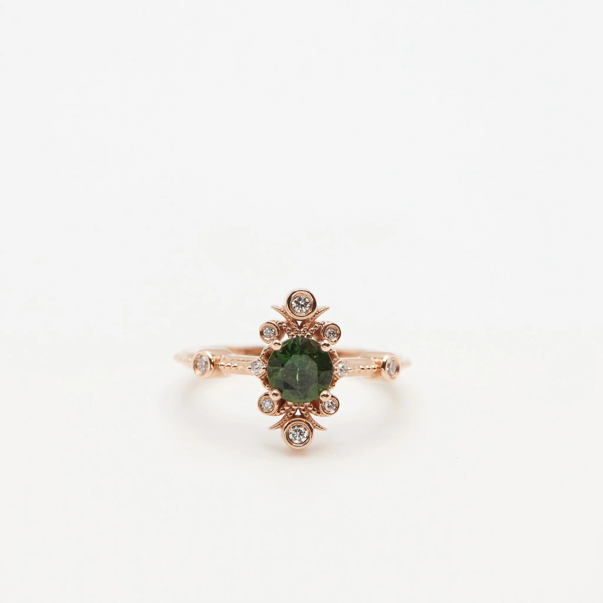 Sophia Ring - Green Sapphire   14K Rose Gold