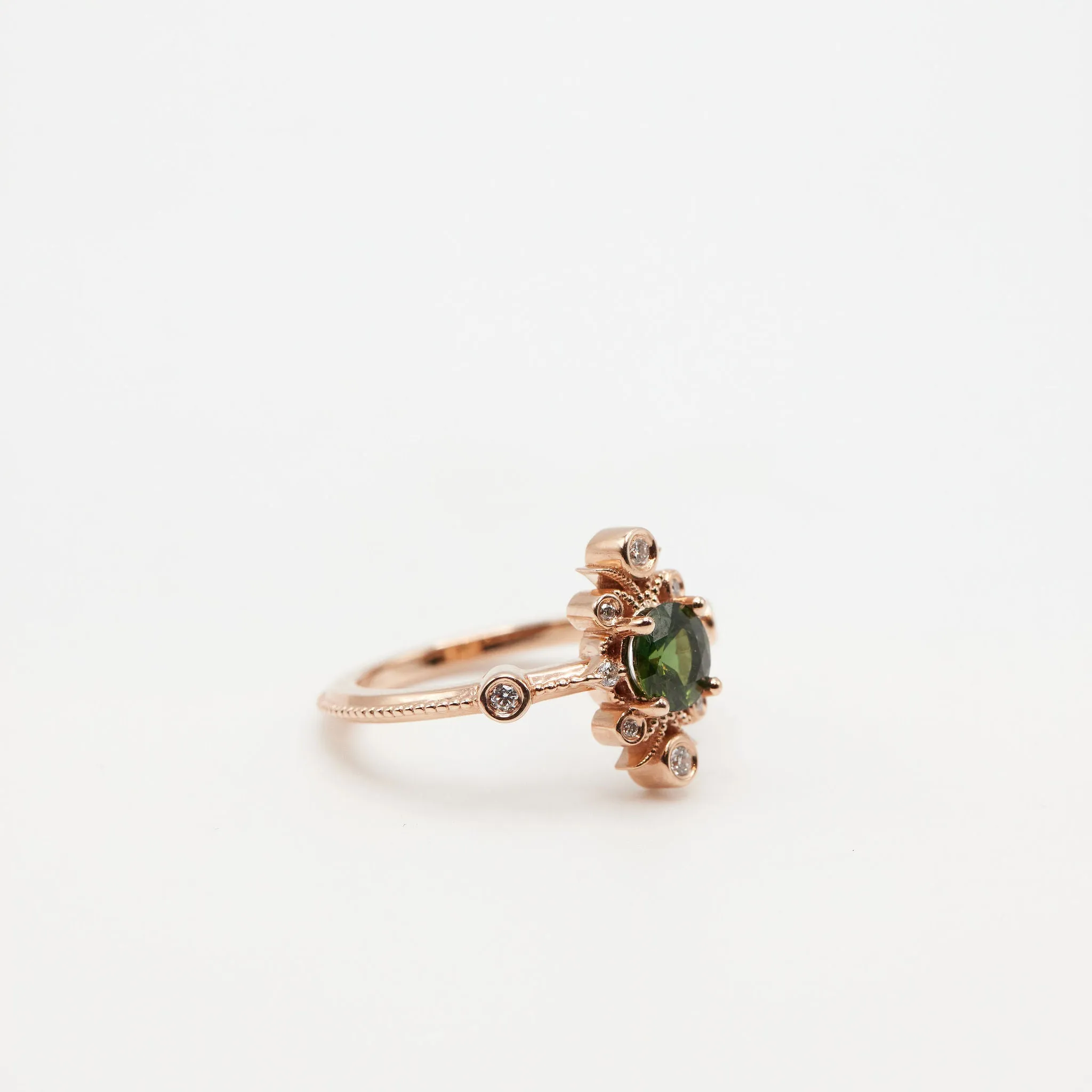 Sophia Ring - Green Sapphire   14K Rose Gold