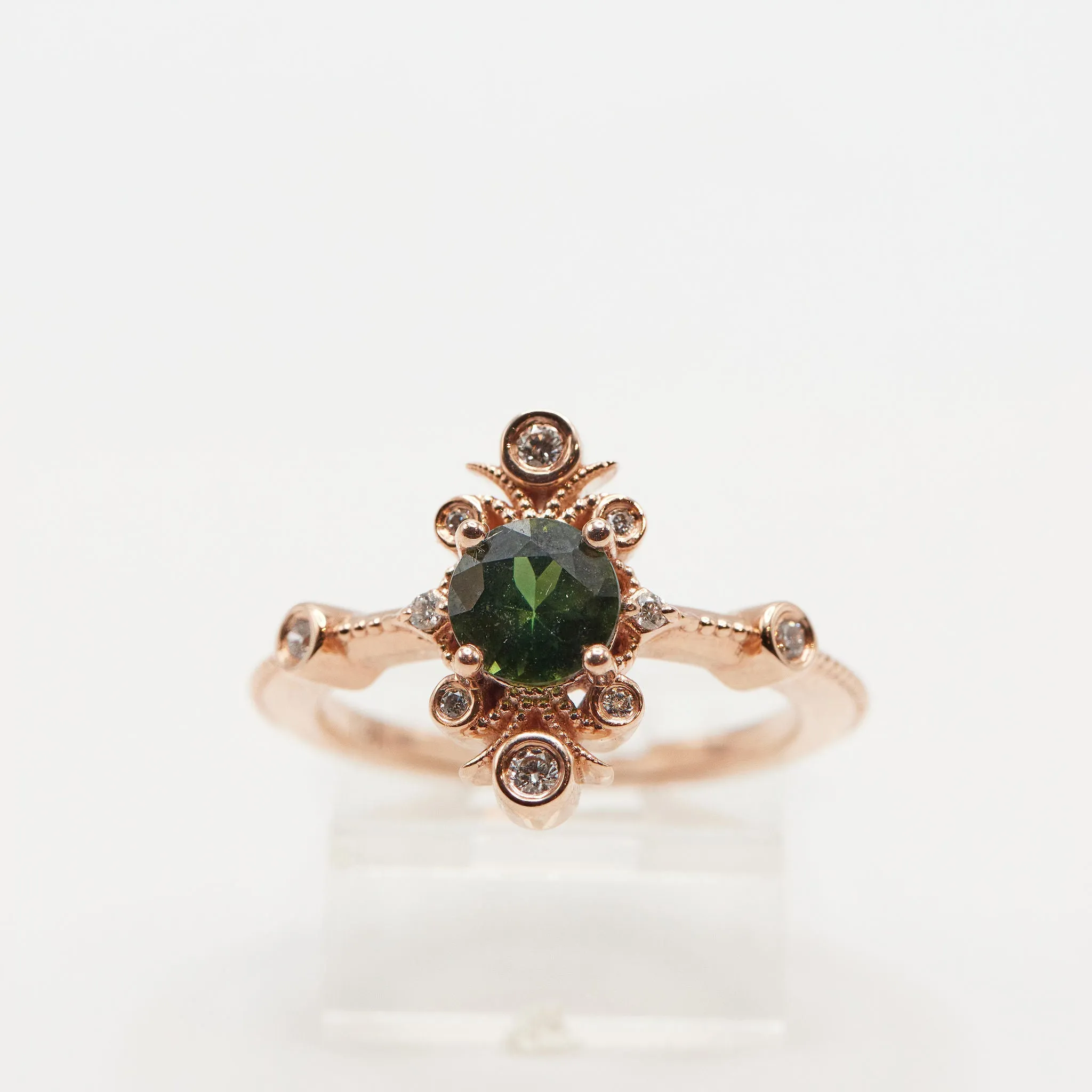 Sophia Ring - Green Sapphire   14K Rose Gold