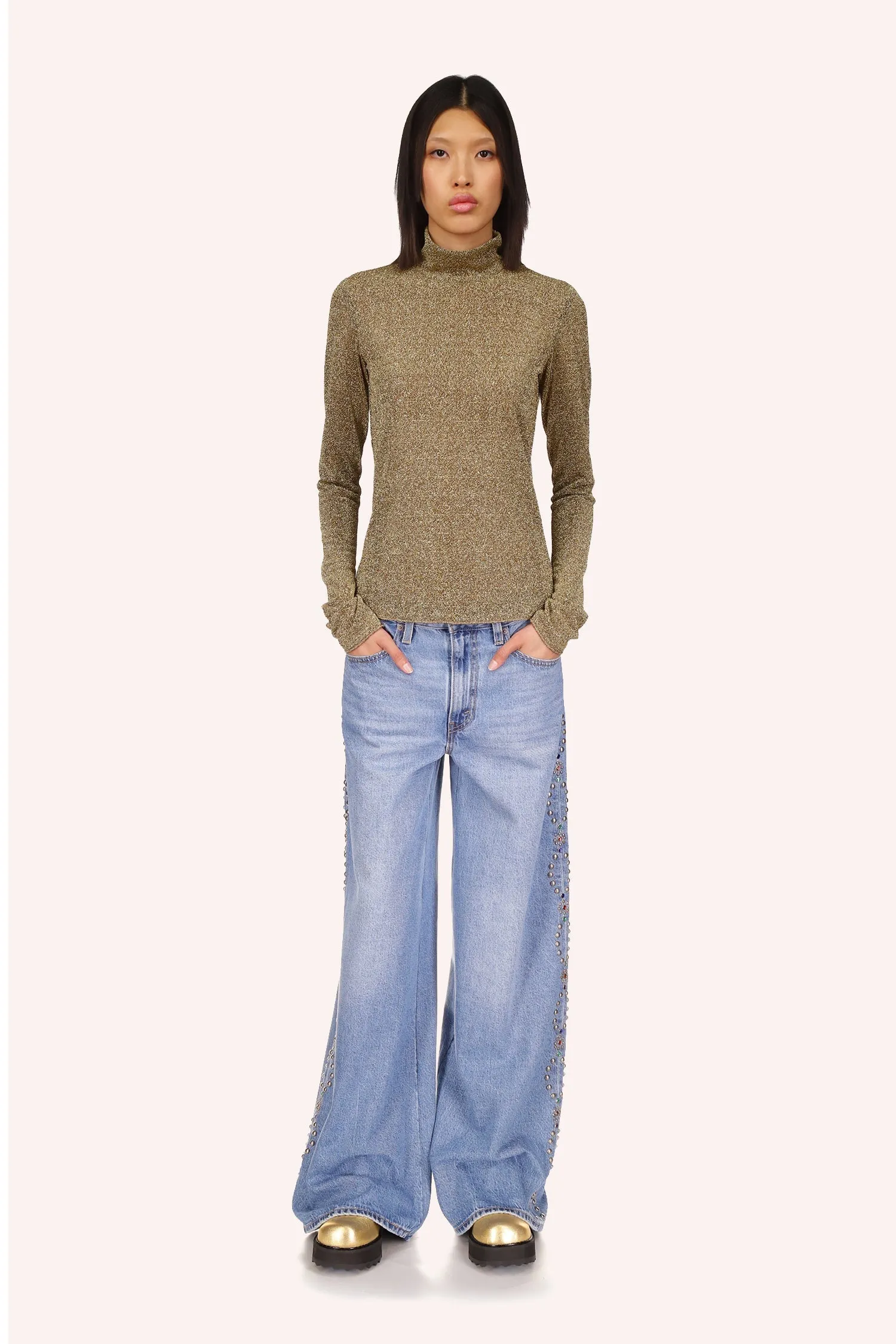 Sparkling Mesh Turtleneck Annasui