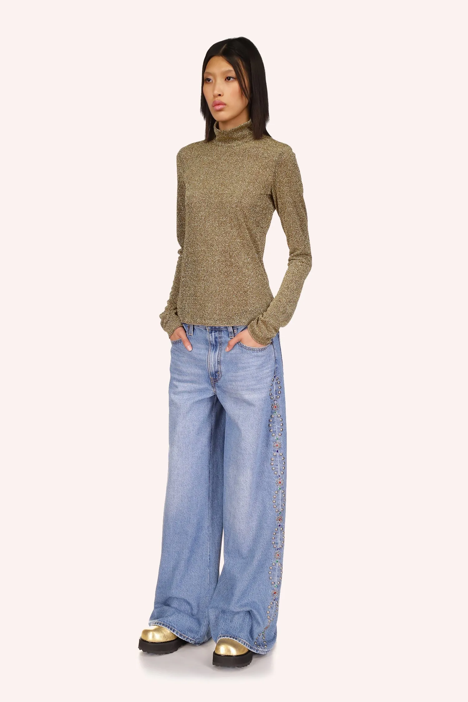 Sparkling Mesh Turtleneck Annasui