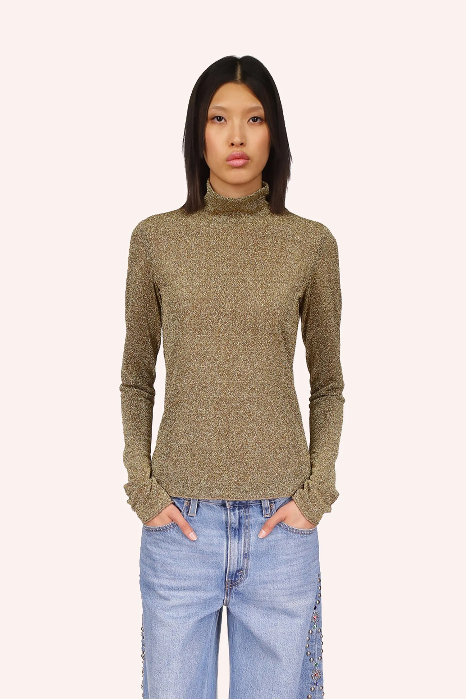 Sparkling Mesh Turtleneck Annasui