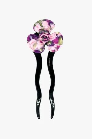 Spring Flower Chignon Hair Pin- Green & Purple Annasui