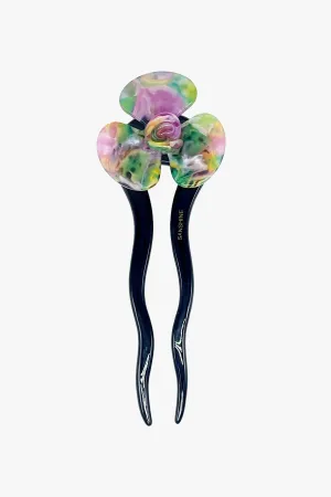 Spring Flower Chignon Hair Pin- Muted Green & Purple Annasui