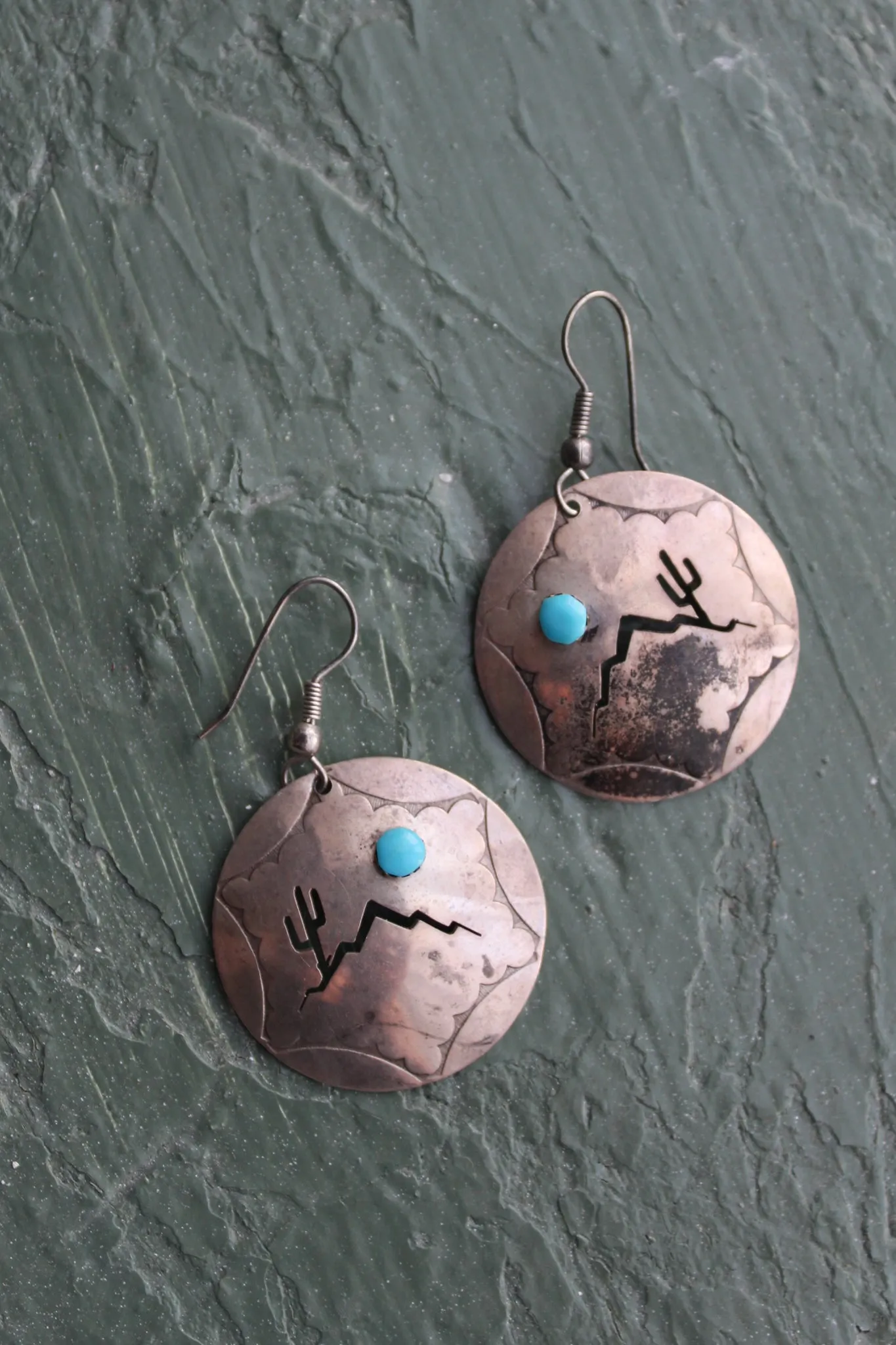 sterling landsape earrings 1919 Vintage