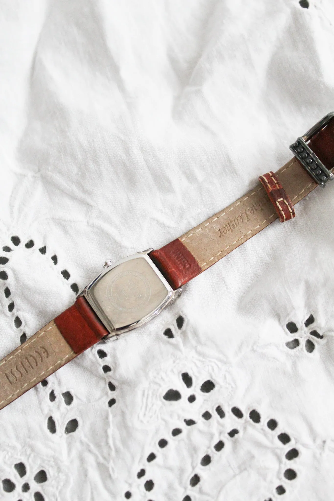sterling silver & leather band vintage watch 1919 Vintage