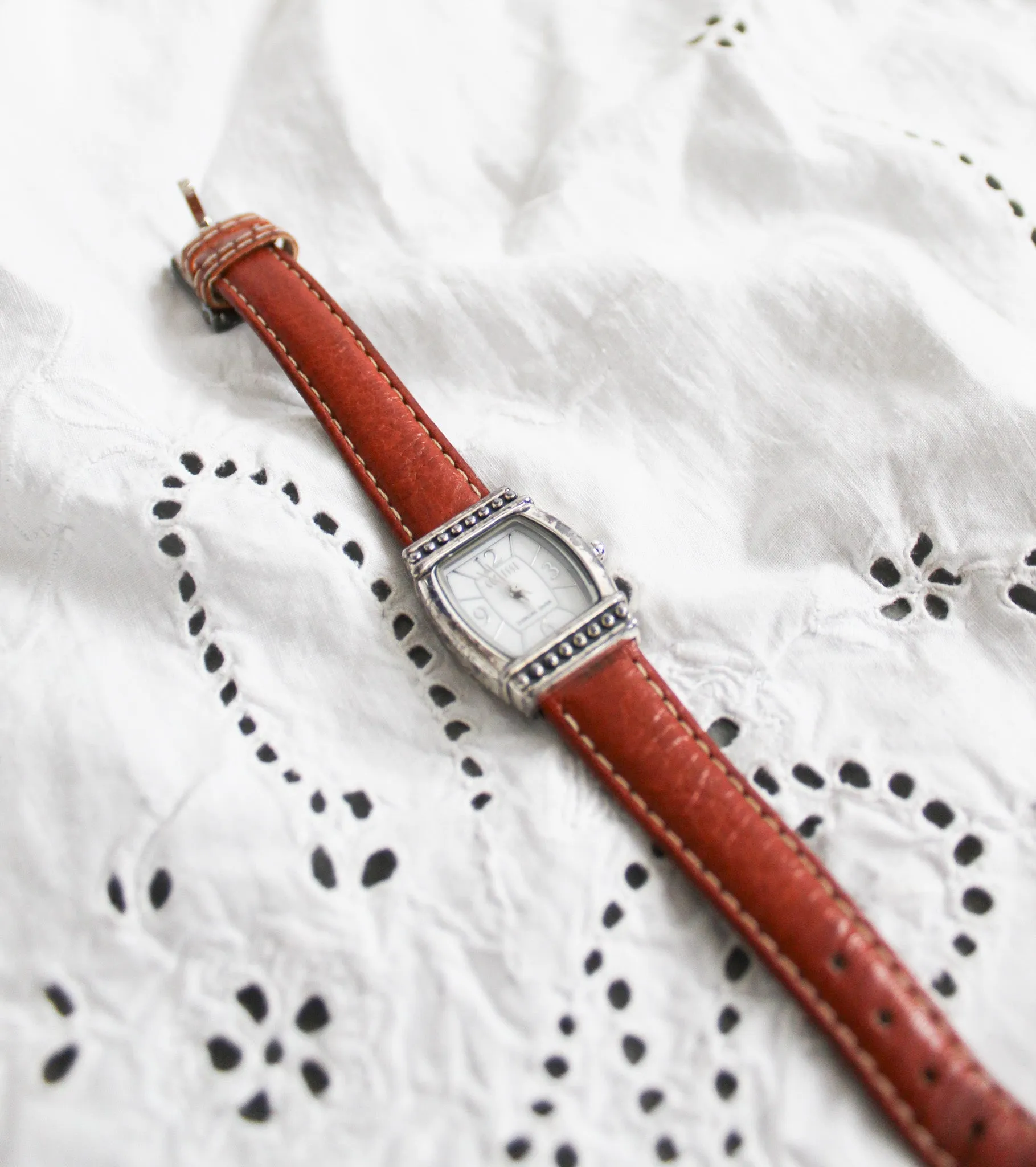 sterling silver & leather band vintage watch 1919 Vintage