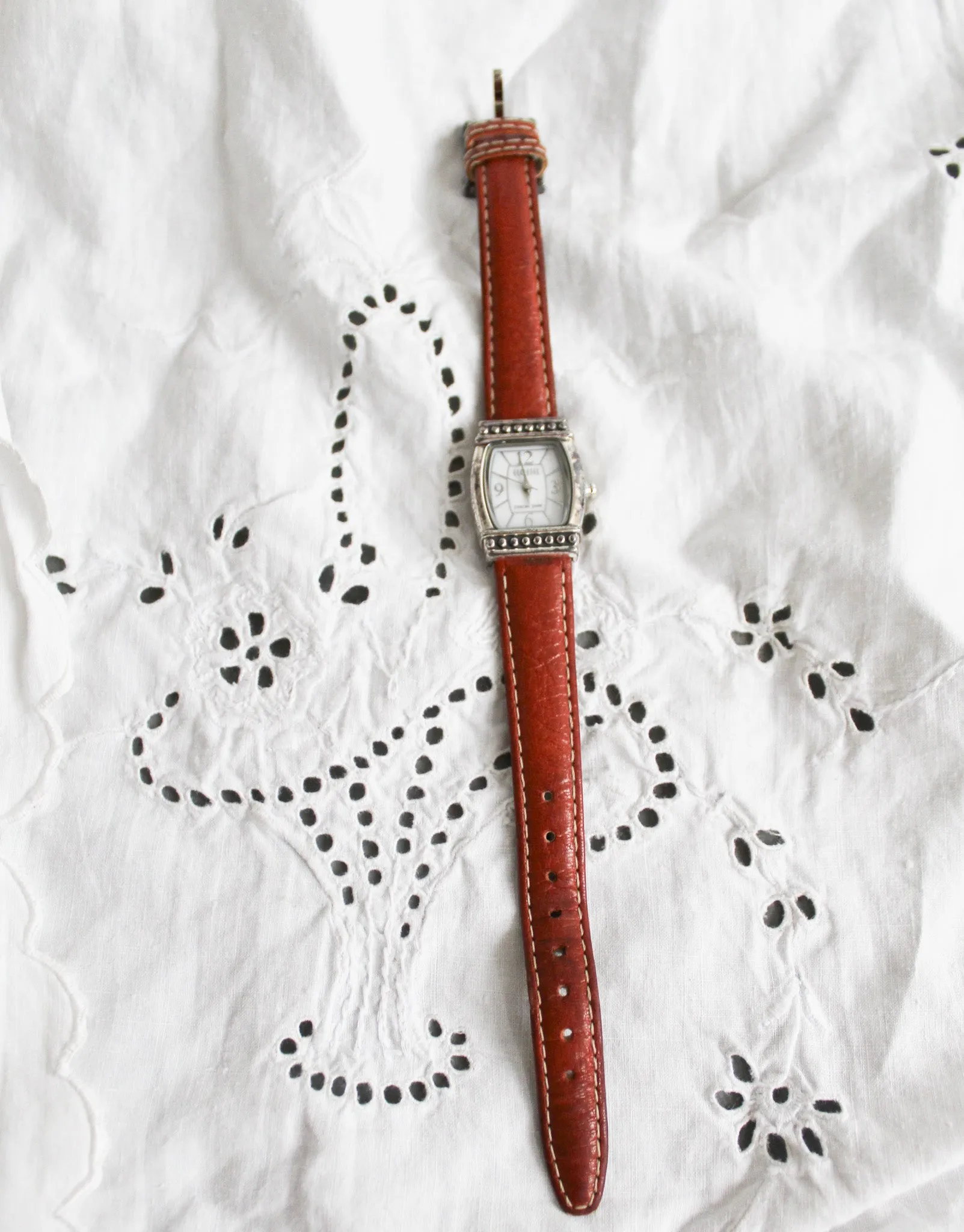 sterling silver & leather band vintage watch 1919 Vintage