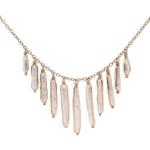 Stick Pearl Cluster Necklace