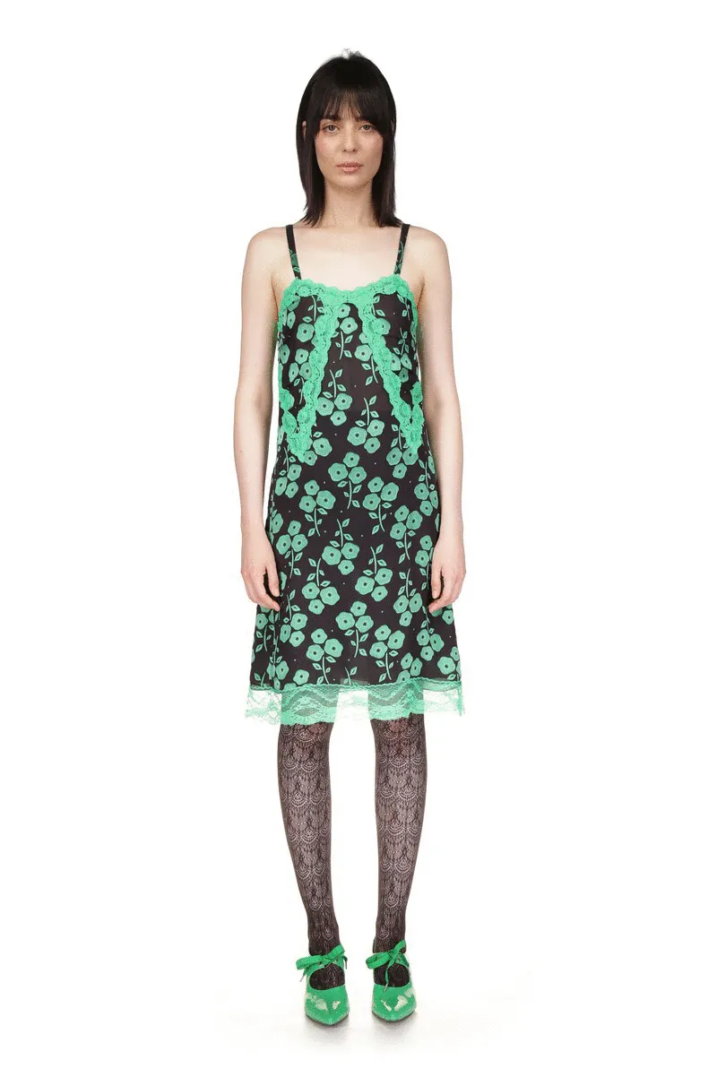 Stitched Poppies Slip Dress Annasui