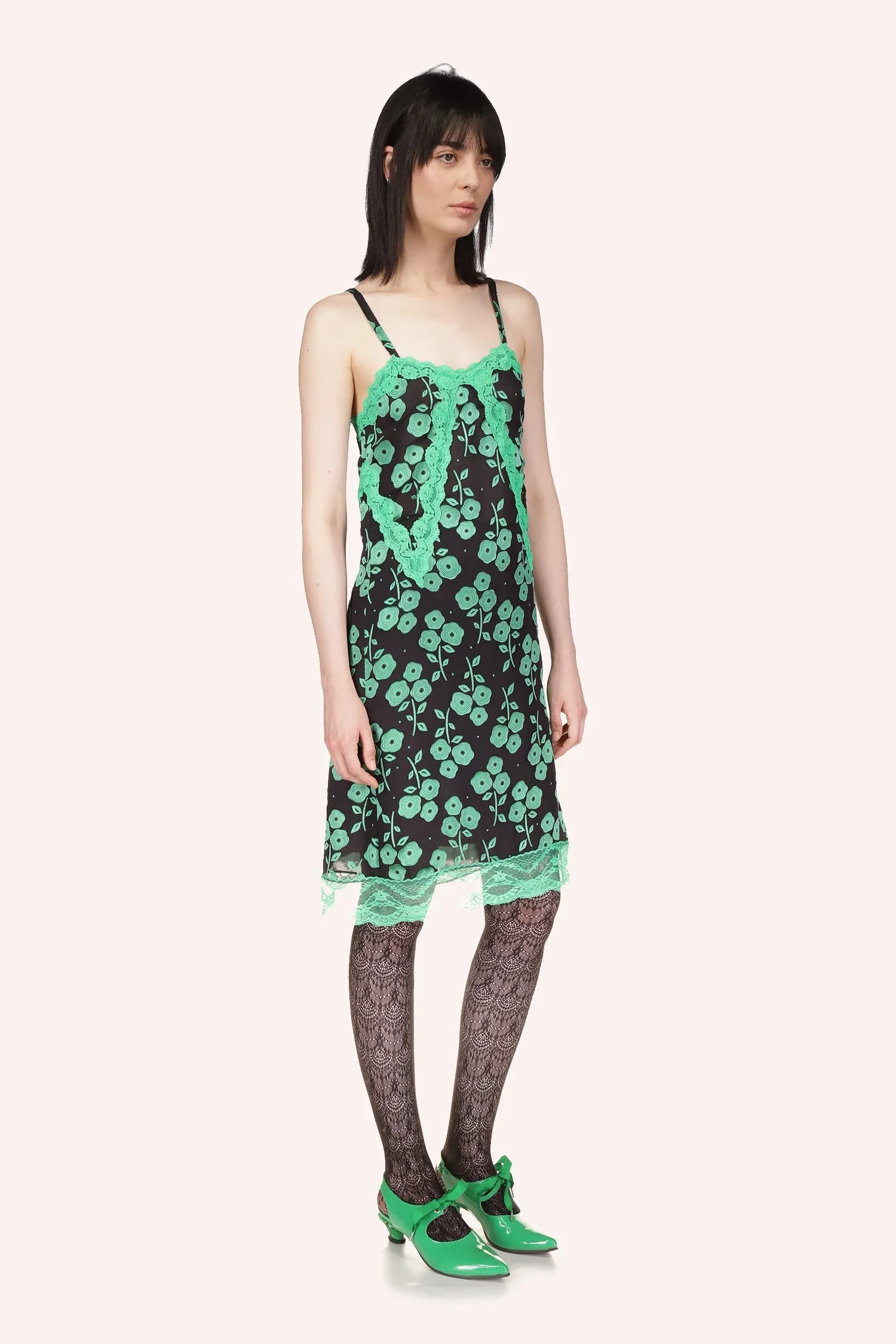 Stitched Poppies Slip Dress Annasui