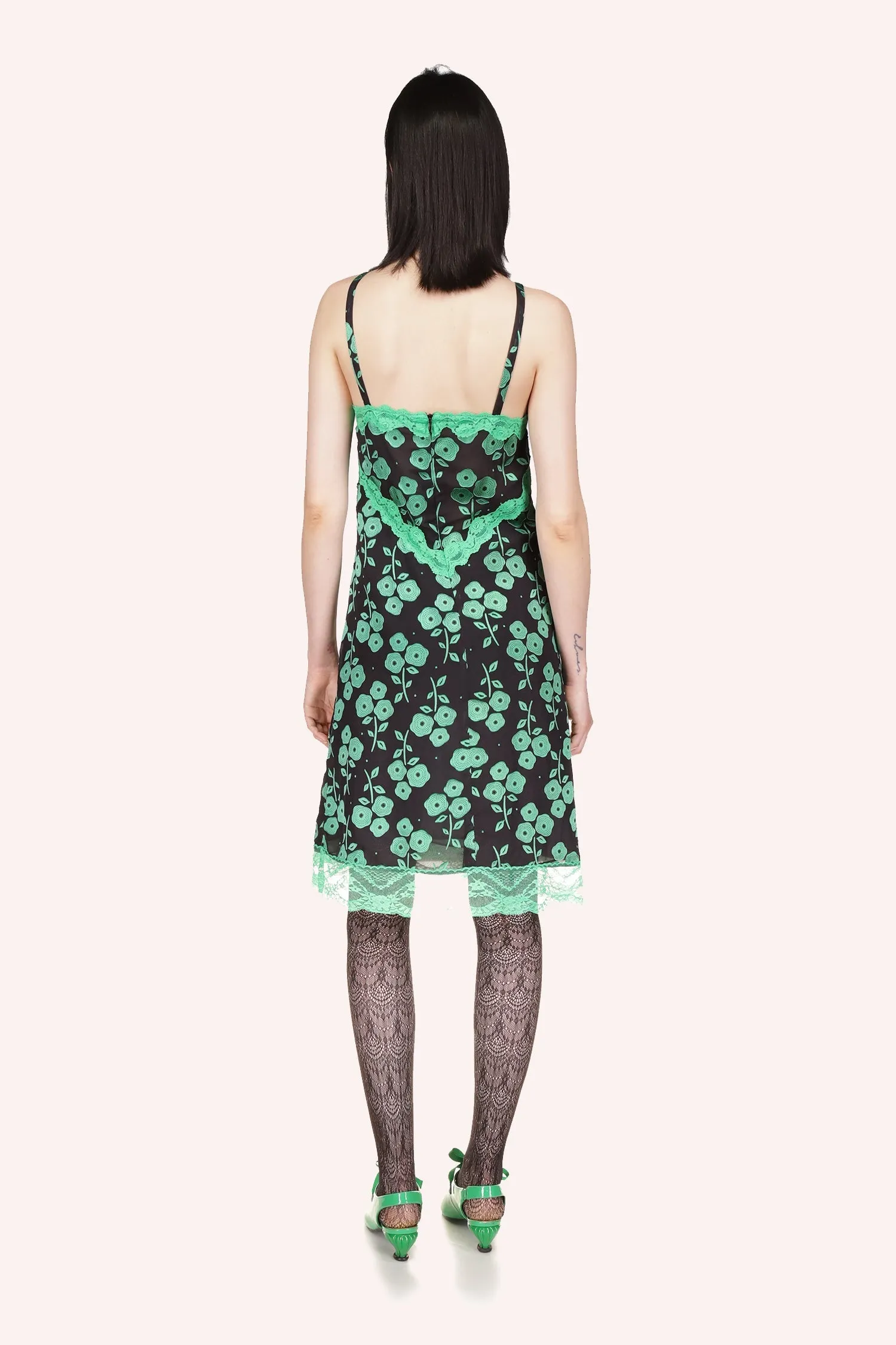 Stitched Poppies Slip Dress Annasui