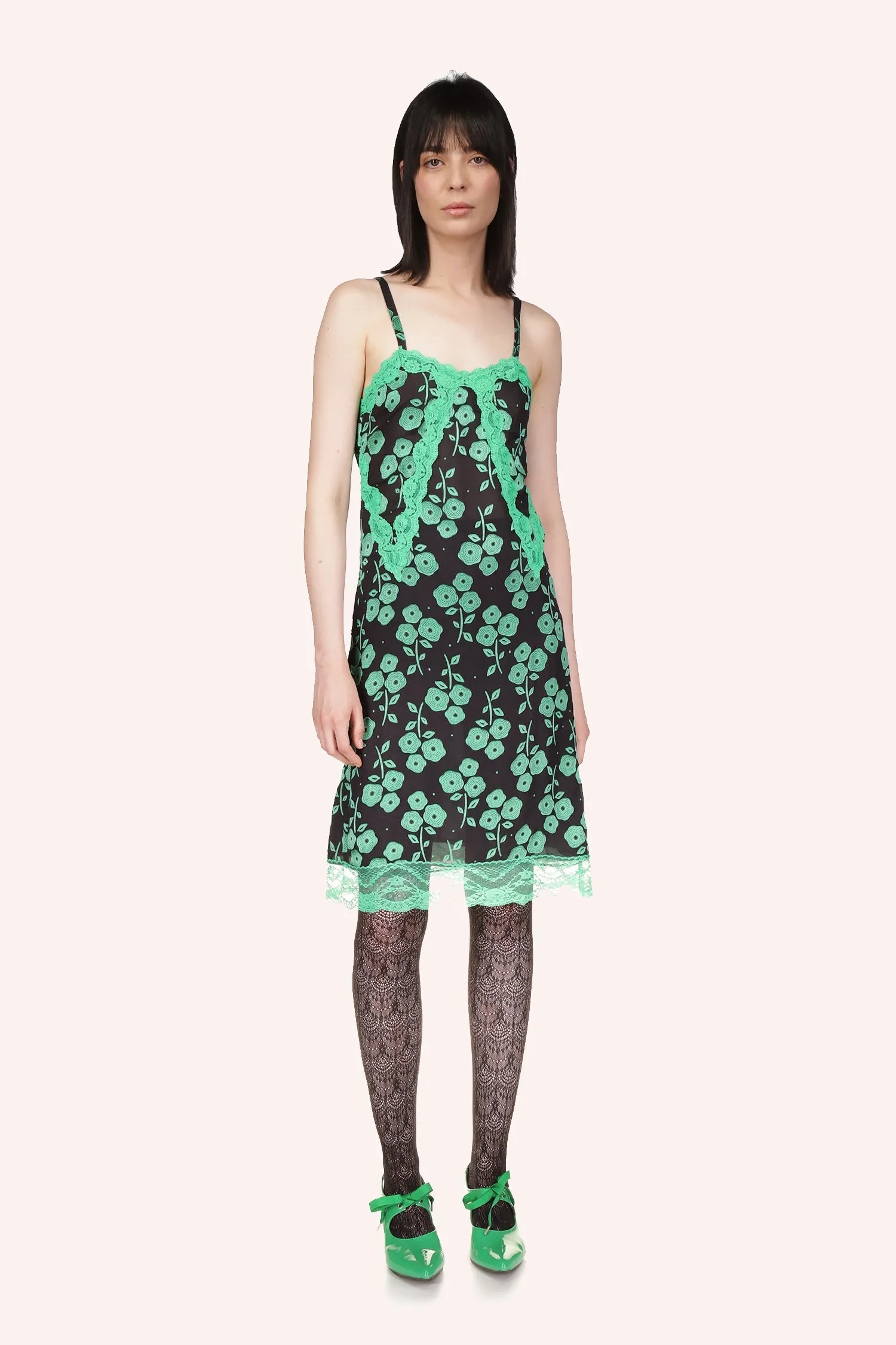 Stitched Poppies Slip Dress Annasui