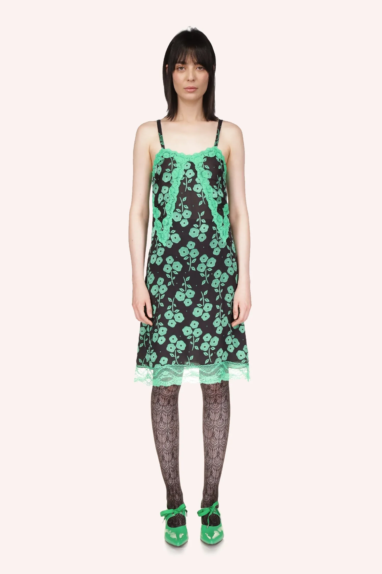 Stitched Poppies Slip Dress Annasui