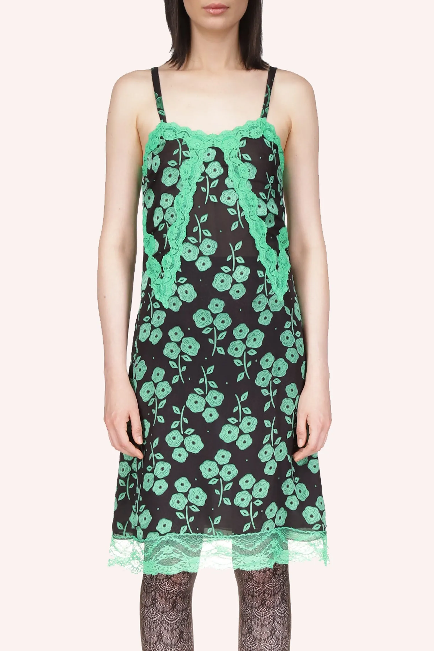 Stitched Poppies Slip Dress Annasui