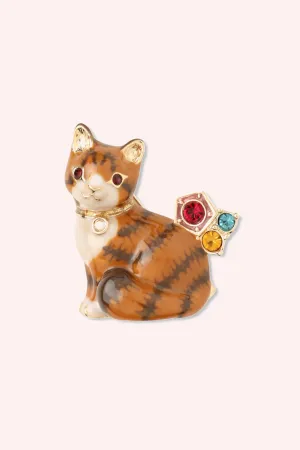 Striped Cat Brooch - Orange Multi Annasui