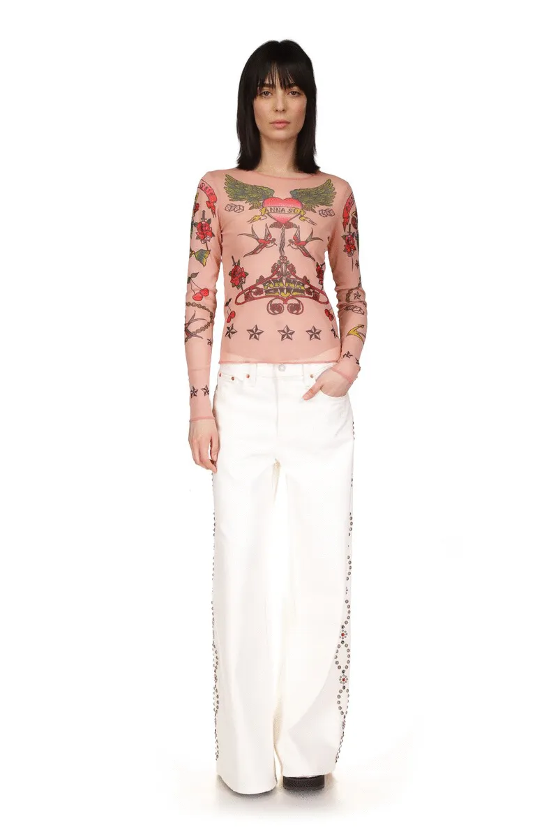 Studded Wide Leg Jeans Annasui