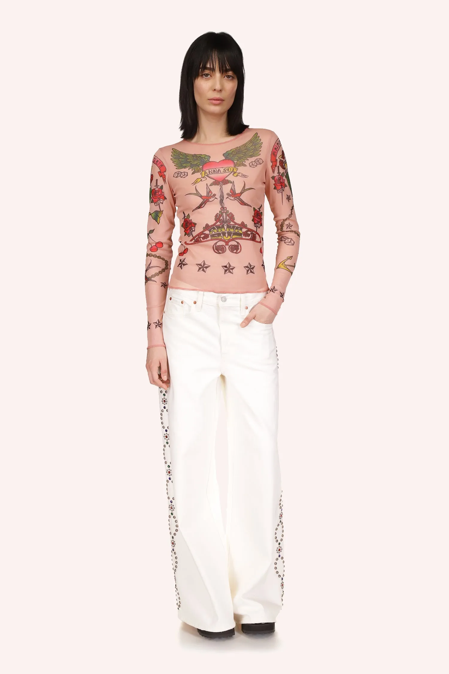 Studded Wide Leg Jeans Annasui