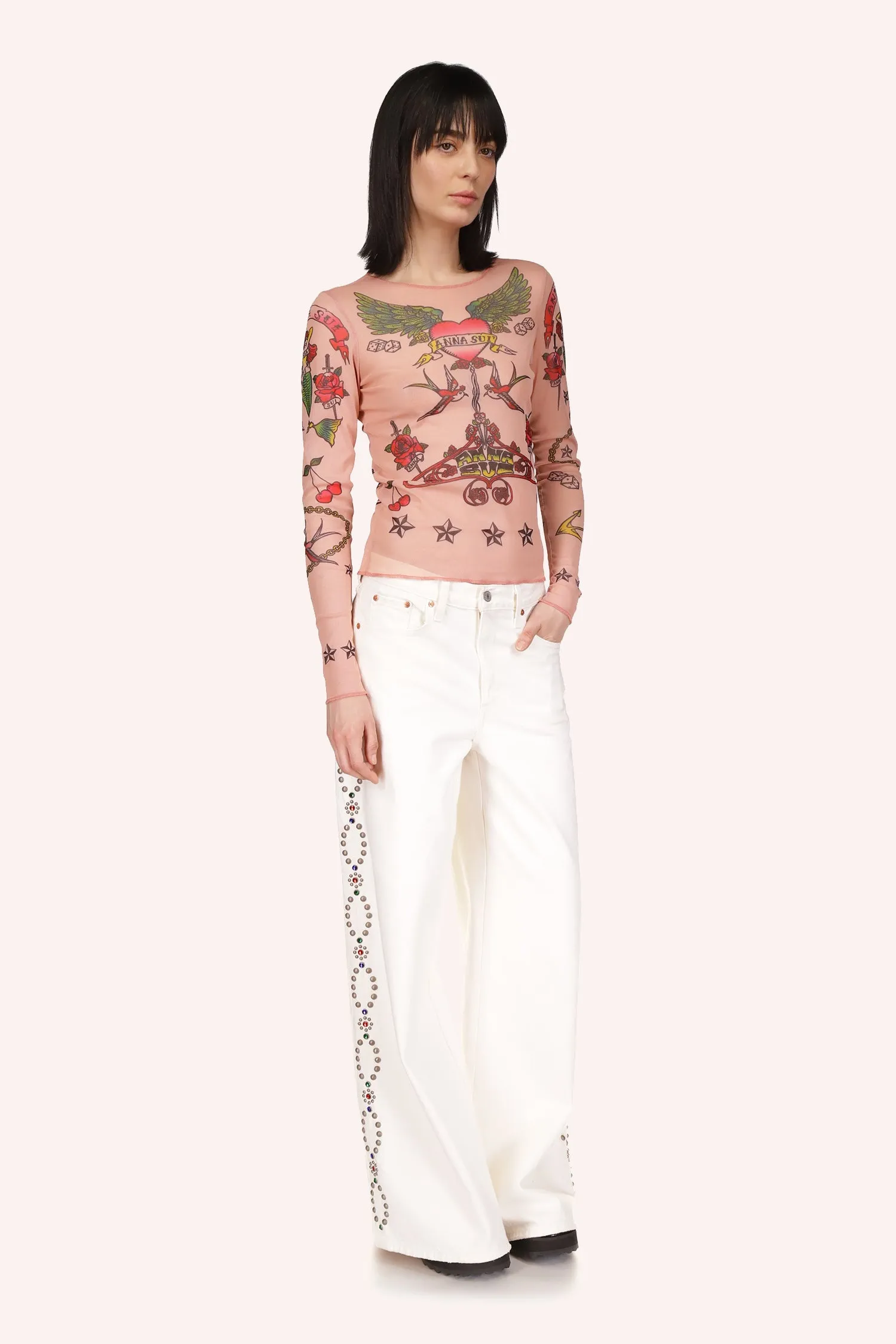 Studded Wide Leg Jeans Annasui