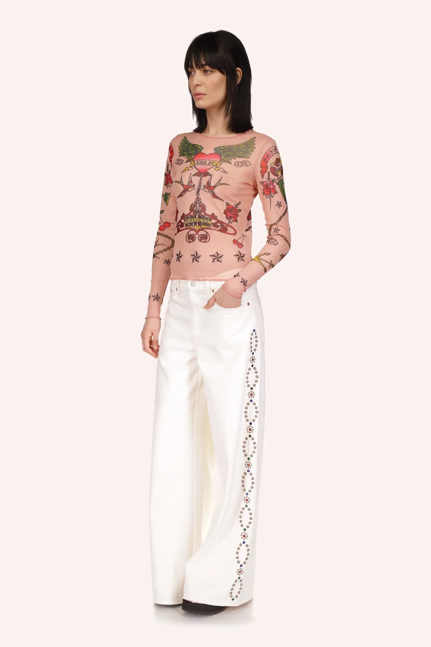 Studded Wide Leg Jeans Annasui