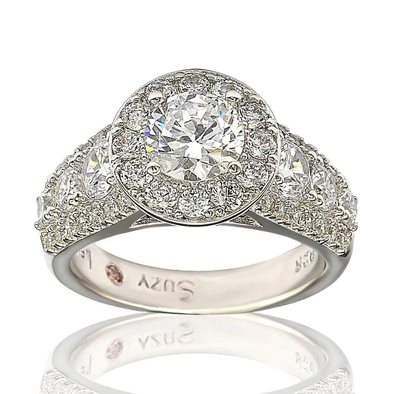 Suzy Levian Bridal Sterling Silver White Cubic Zirconia Engagement Ring